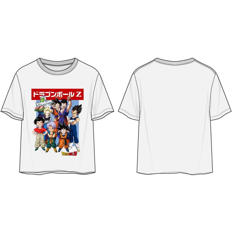 Dragon Ball Z Character Group Graphic Juniors White Crop Tee, 1 of 2