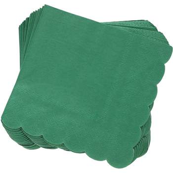 Juvale 100-Pack Scalloped Edge Disposable Cocktail Paper Napkins 5 x 5 In, Forest Green