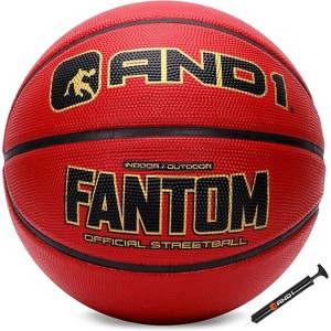 AND1 Fantom Rubber Basketball: Official Size 7 (29.5 inches) - Deep Channel Construction, Made for Indoor Outdoor Games - 1 of 4