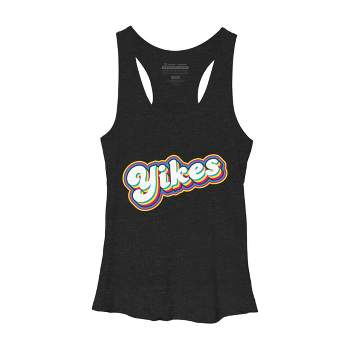 Women's Design By Humans Yikes Colorful Rainbow Outline By Racerback Tank Top