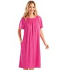 Collections Etc Solid Color Comfort Fit Short-Sleeve Terry Cotton Summer Dress with Side Pockets and Elastic Scooped Neckline - 4 of 4