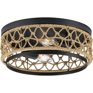 Progress Lighting Chandra 2-Light Flush Mount, Matte Black, Handwoven Geometrical Shade - 1 of 1