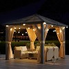 10x12ft Gazebo, Hardtop Outdoor Canopy Aluminum Frame Permanent Gazebo with Netting and Curtains - 2 of 4