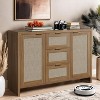 Modern Rattan Buffet Cabinet Sideboard with Storage,47" Boho Credenza Buffet Console Table with Drawers&Doors,Wooden Coffee Bar Cabinet - 3 of 4