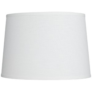 Springcrest Collection Hardback Tapered Drum Lamp Shade White Medium 14" Top x 16" Bottom x 11" High Spider with Replacement Harp and Finial Fitting - 1 of 4