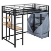 Okak 77.4IN Twin/Full Size Metal Loft Bed with Desk, Bed Frames with High Safety Guardrails and Wardrobe, Twin Bed for Bedroom, Dormitory - 4 of 4