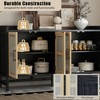 LOVSON Sideboard Rustic Buffet Cabinet, sideboard cabinet with Decorative Rattan Doors & Storage,for Entryway,Kitchen Living Room,Black+Natural - 4 of 4