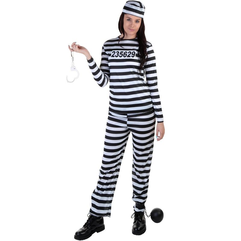 HalloweenCostumes.com Women's Striped Prisoner Costume, 1 of 9