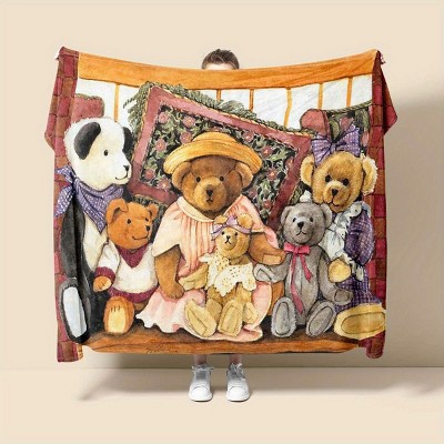 A Collection Of Cute Bear Patterns On Cartoon Flannel Office Chairs For All Seasons, Perfect For Leisure Blankets, Christmas Gift.