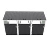 Gulches Dark Gray Garbage Bin Shed Stores 3 Trash Cans Pneumatic Support Rod Lockable Doors Waterproof Lid Chain For Patio Garden Backyard - 3 of 4
