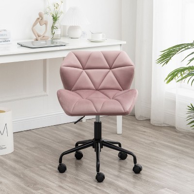 Diamond Tufted Adjustable Swivel Office Chair, Upholstered Swivel Office Chair, Swivel Office Chair No Arms For Living Room-The Pop Home