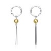 Guili Sterling Silver Two-Tone Drop Earrings with 14K Gold Plated Sphere and White Gold Plated Bars - Elegant and Modern Design for Timeless Style - 2 of 2