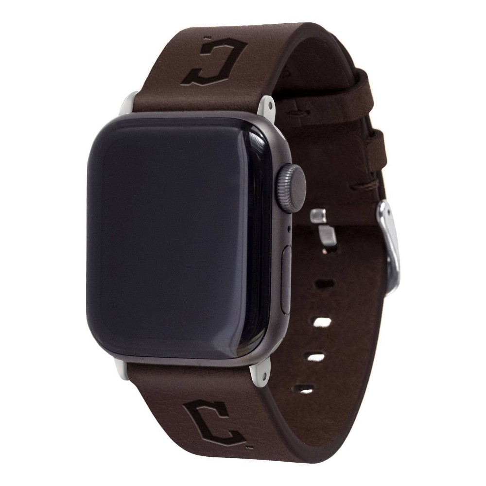 Photos - Watch Strap MLB Cleveland Guardians Leather 38/40/41mm Apple Band - Brown