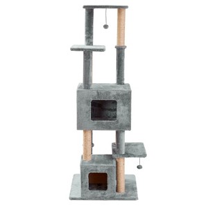 Two by Two Decatur - Gray Scratching Post Cat Furniture - 67 in. Tall - 1 of 4