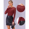 INSPIRE CHIC Women's Sheer Mesh Long Sleeve Crew Neck Double Layered Party Shirts - 2 of 4
