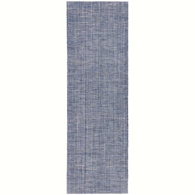 Blue Flat Woven Synthetic Runner Rug 2.5 x 8
