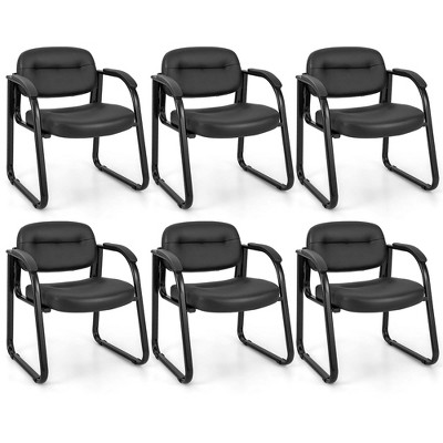 Costway Waiting Room Chair Set of 2/4/6/8/10/12 with Sled Base and Padded Arm Rest Home Black