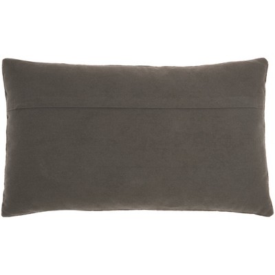 Sofia Dark Grey Beaded Floral Lumbar Throw Pillow 12" x 20"