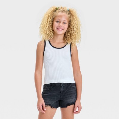 Girls' Scoop Neck Seamless Ringer Tank Top - art class™