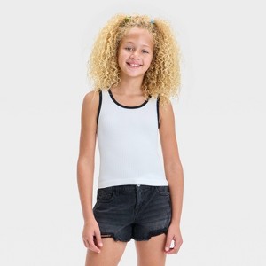 Girls' Scoop Neck Seamless Ringer Tank Top - art class™ - 1 of 3