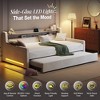 AMERLIFE Twin Daybed with Trundle, Upholstered Bed with Storage Headboard, LED & Charging Station, Velvet Corner Frame for Bedroom/Guest Room - 3 of 4