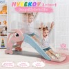 Sandinrayli 3 in 1 Toddler Slide, Baby Slide Climber Playset with Basketball Hoop and Ball, Indoor and Outdoor Playground for Kids Pink - 4 of 4