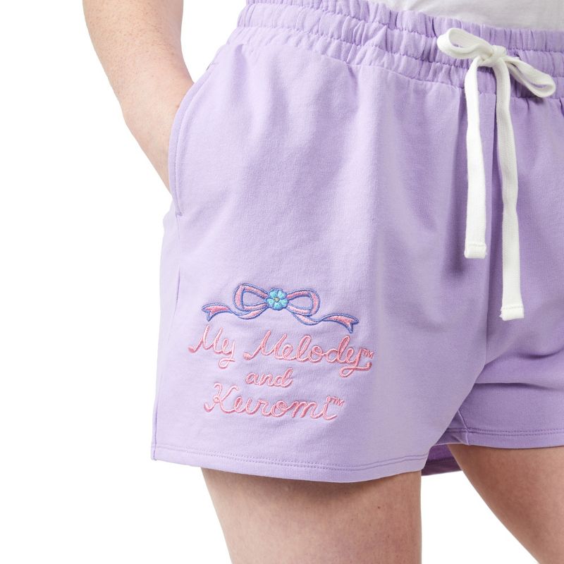 Hello Kitty & Friends Kuromi & My Melody Women's Lavender Sweat Shorts, 3 of 4
