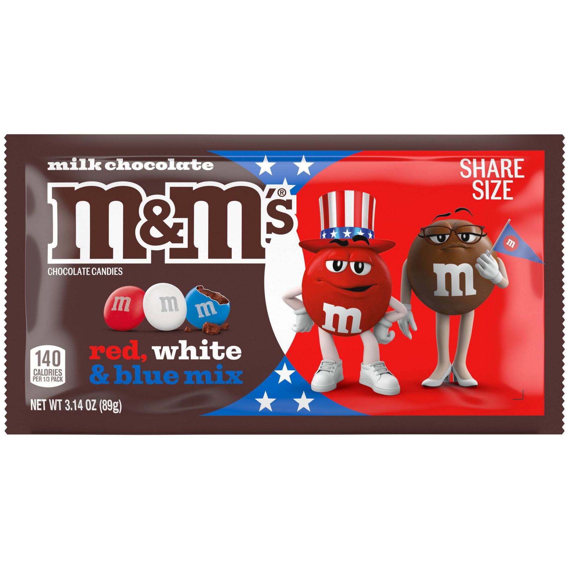 M&M'S Milk Chocolate Red White Blue Mix Chocolate Candies - 3.14oz