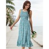 INSPIRE CHIC Women's Summer Scoop Neck Sleeveless Ruffle Hem Side Pockets Tiered Floral Midi Dress - 2 of 4