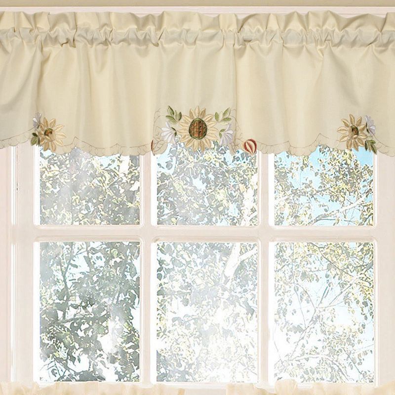Sunflower Cream Embroidered Kitchen Curtains by Sweet Home Collection™, 1 of 3