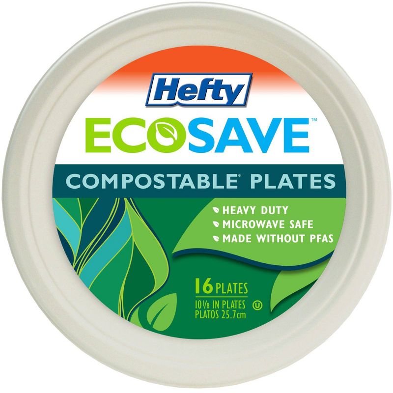 Hefty EcoSave Molded Fiber Paper 10 1/8&#34; Plates - 16ct, 1 of 9