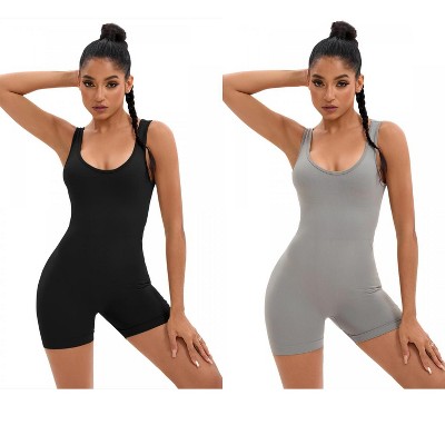 INSPIRE CHIC 2 Pcs Women's U Neck Full Scoop Neck Bodysuit Hollow Back Butt Lifter Body Shapers