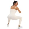 DOMETOUR Sport Jumpsuits for Women Tummy Control Ribbed Unitard One Piece - 3 of 4