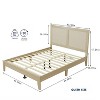 Angel Sar Solid Wood Queen Platform Bed with Rattan Headboard, Noise-Free Slats and Modern Natural Finish - 3 of 4