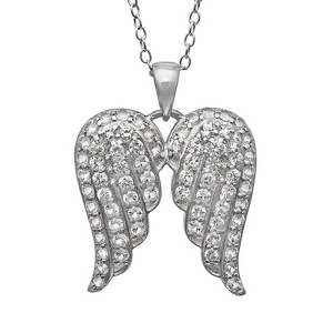 Designs By Gioelli Sterling Silver Created White Sapphire Angel Wings Necklace - 1 of 2