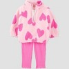 Carter's Just One You® Baby Girls' 3pc Heart Fleece Sweatshirt with Long Sleeve Bodysuit and Leggings Set - Pink - 2 of 4