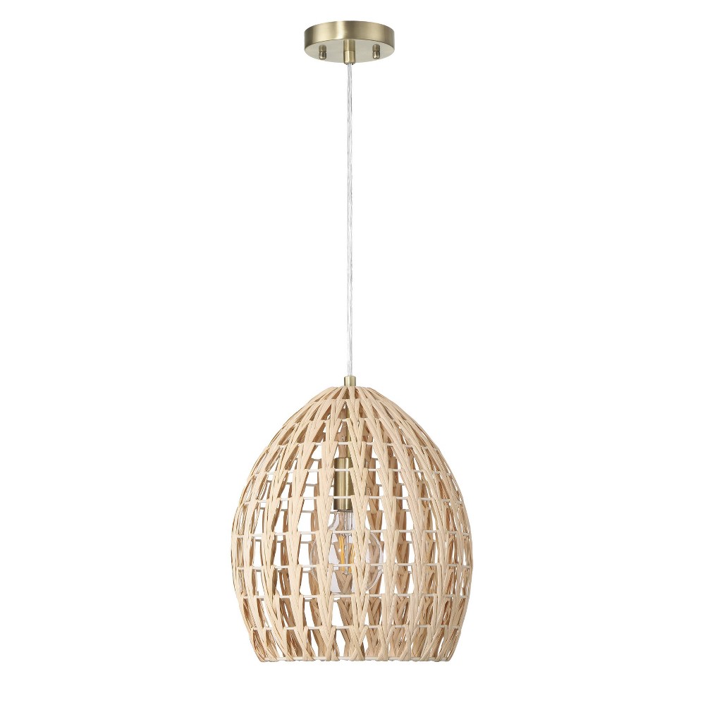 Robert Stevenson Lighting Persephone Metal and Handwoven Rattan Ceiling Light Natural: Cottage Style, UL Listed, Iron Body