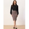 INSPIRE CHIC Women's Plaid Tweed High Waist Split Office Pencil Skirt - 4 of 4