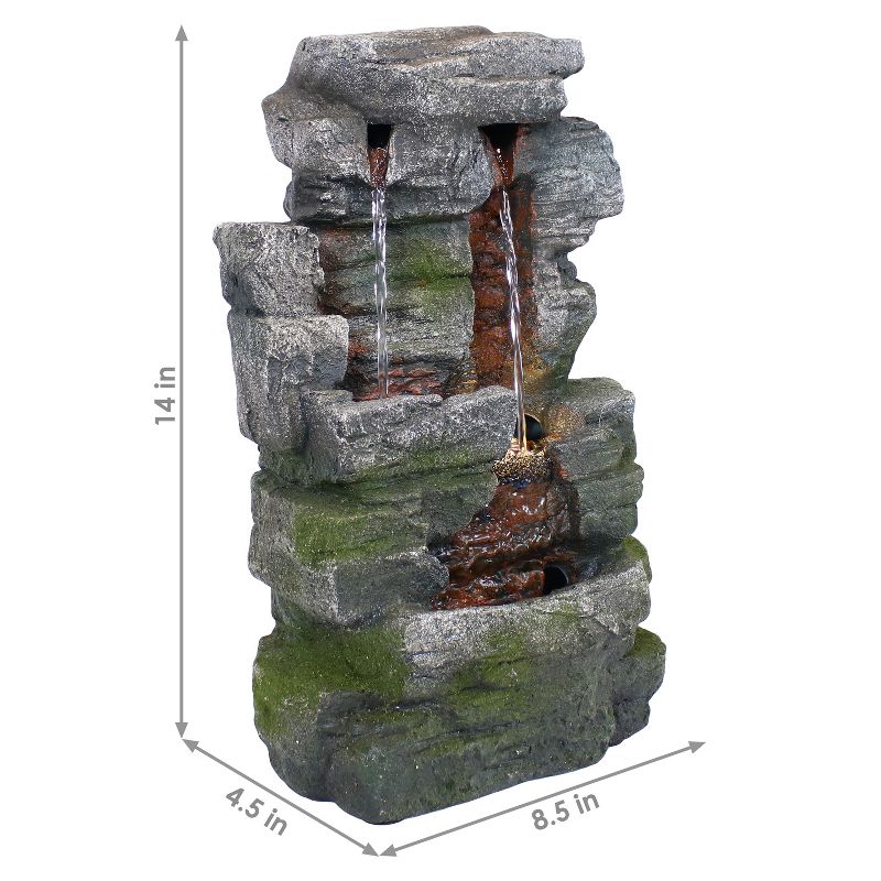 Sunnydaze Indoor Home Office Polyresin Towering Cave Waterfall Tabletop Water Fountain with LED Light - 14", 4 of 17