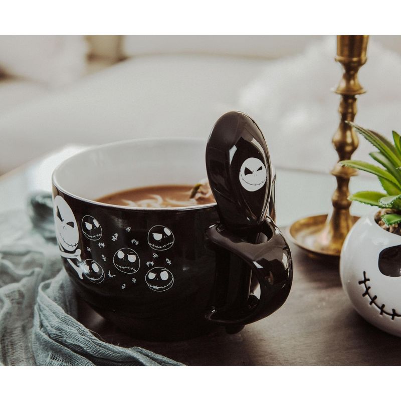 Silver Buffalo Disney The Nightmare Before Christmas Cross Bones Ceramic Soup Mug With Spoon, 5 of 7