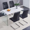 CAVINAS Dining Table Set for 4 Kitchen Table Wood Texture MDF Coffee Table Tempered Glass Legs with 4 Chairs - 2 of 4