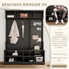 HDZNVF Hall Tree with Shoe Bench, Coat Rack ,Shoe Storage ,Storage Shelves and Pegboard, Black - 4 of 4