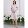 INSPIRE CHIC Women's Crew Neck Short Sleeve Tweed Button Decor Elegant Work Sheath Midi Dress - 3 of 4