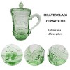 Slickblue Embossed Nautical Design Glass Tea Cups with Lid - 10 oz, Set of 2 - 2 of 3