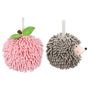 REGALWOVEN 2 Pcs Comfortable Soft Absorbent Chenille Ball Fuzzy Hand Towel for Home Decor - 1 of 4