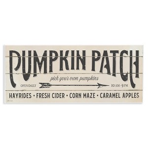 Stupell Industries Pumpkin Patch Fall Halloween Holiday Word Wood Texture Design Wall Plaque Art - 1 of 4