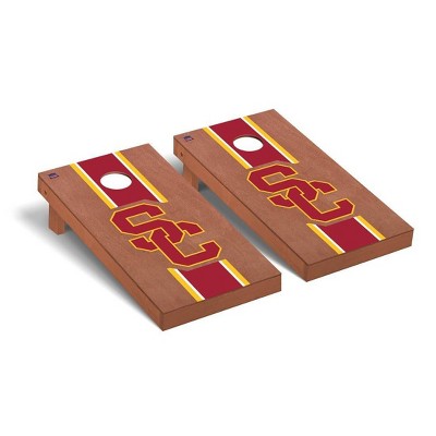 NCAA USC Trojans Premium Cornhole Board Rosewood Stained Stripe Version