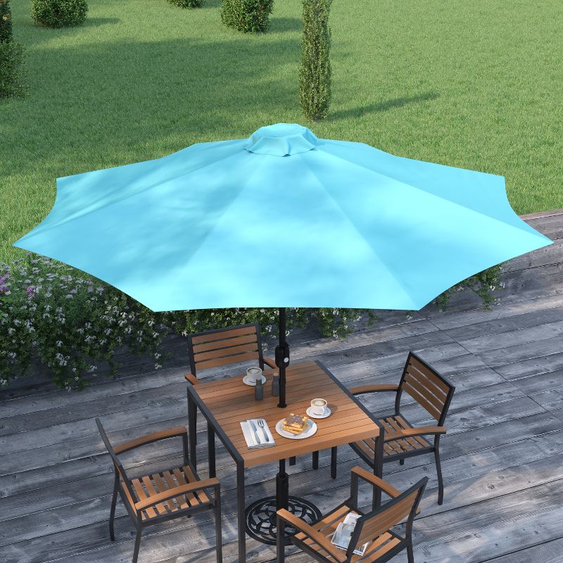 Merrick Lane 9' Round UV Resistant Outdoor Patio Umbrella With Height Lever And 33° Push Button Tilt, 6 of 14