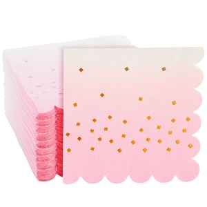 Sparkle and Bash 100 Pack Ombre Cocktail Napkins for Girl Baby Shower, Wedding, Birthday Party (5 x 5 in, Light Pink) - 1 of 4
