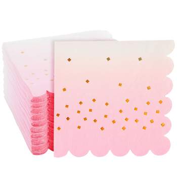 Sparkle and Bash 100 Pack Ombre Cocktail Napkins for Girl Baby Shower, Wedding, Birthday Party (5 x 5 in, Light Pink)